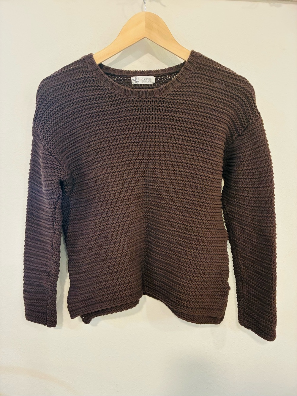 Carve Designs Men's Crewneck Chunky Knit Sweater - Brown